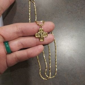 14k yellow gold singapore chain/pendant